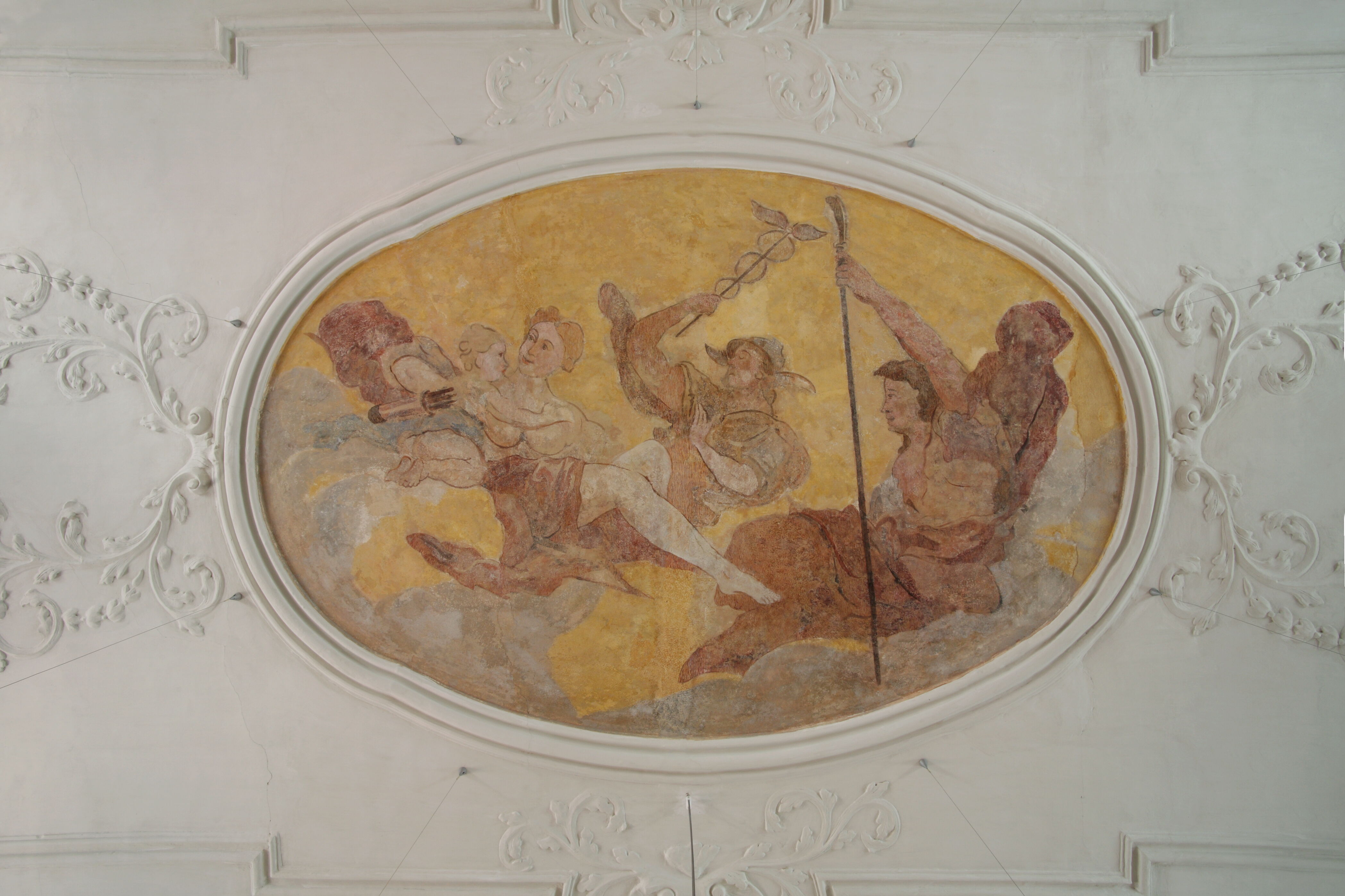 Altes Gymnasium Zittau, Deckenbild: Venus, Amor, Merkur und Paris, um 1723