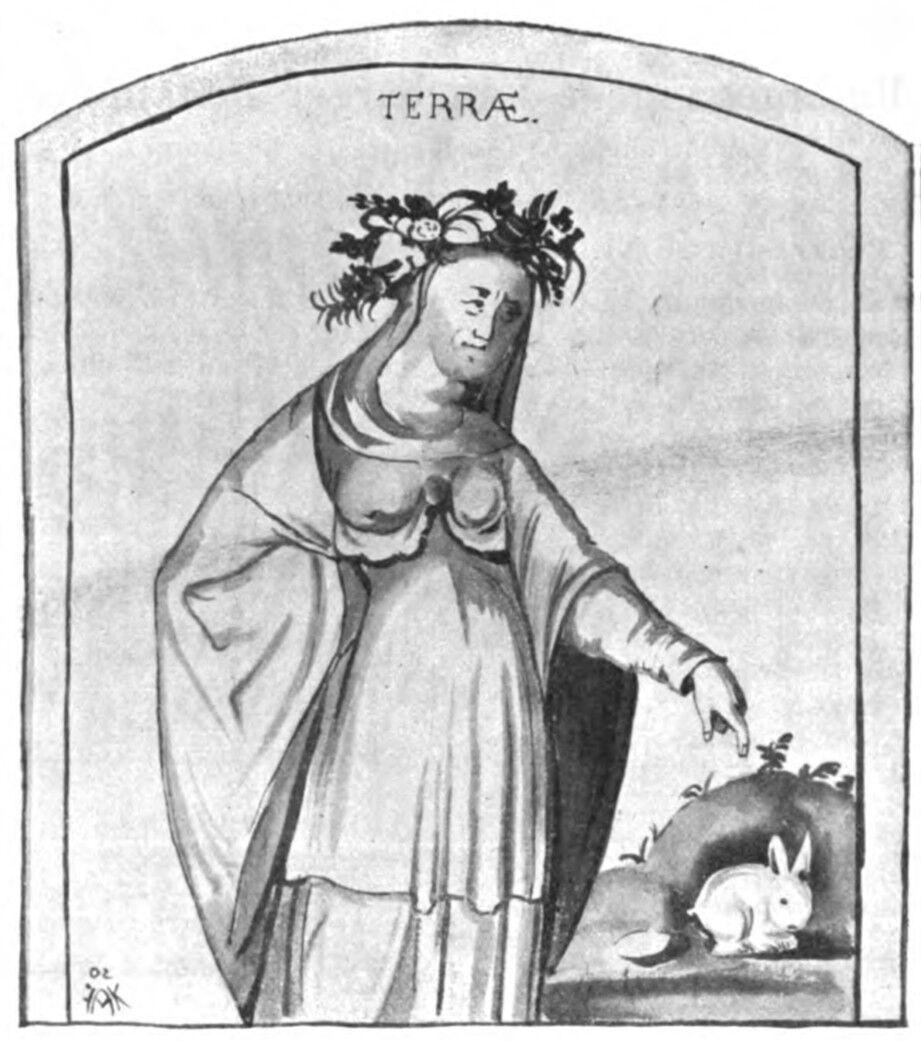 Ehem. Große Bäckerstraße 31, Saal, Südwand, Allegorie der Terra