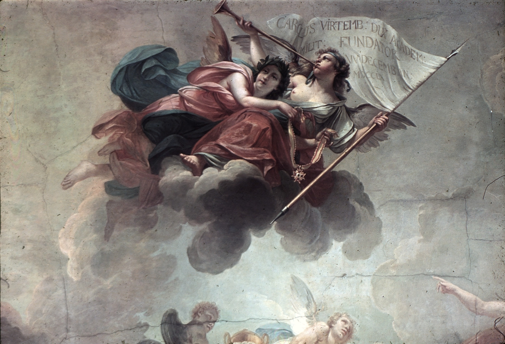 Stuttgart, Hohe Karlsschule, Speisesaal der Eleven, Detail mittleres Deckenbild,