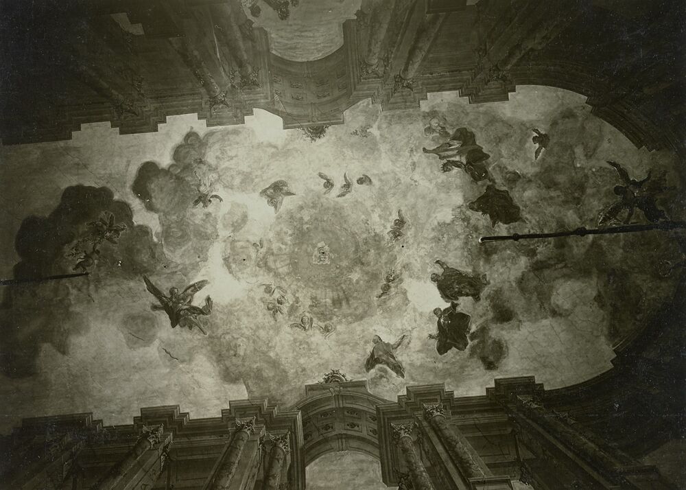 Johann Benjamin Müller (1719-1789). Die Vermählung Josephs mit Maria und die vier Evangelisten, Fresko, um 1765. Dresden, Josephienstift, Deckengemälde