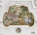 Fulda, Stadtschloss, Hauptsaal, Mythologische Szene in der Voute: Paris erhält von Hermes (Merkur) den goldenen Apfel der Eris